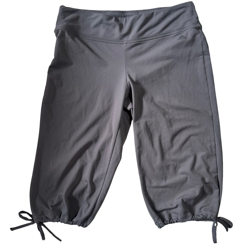 Adidas Climalite Grey Crop Yoga Pants Tie Hem Size Large L